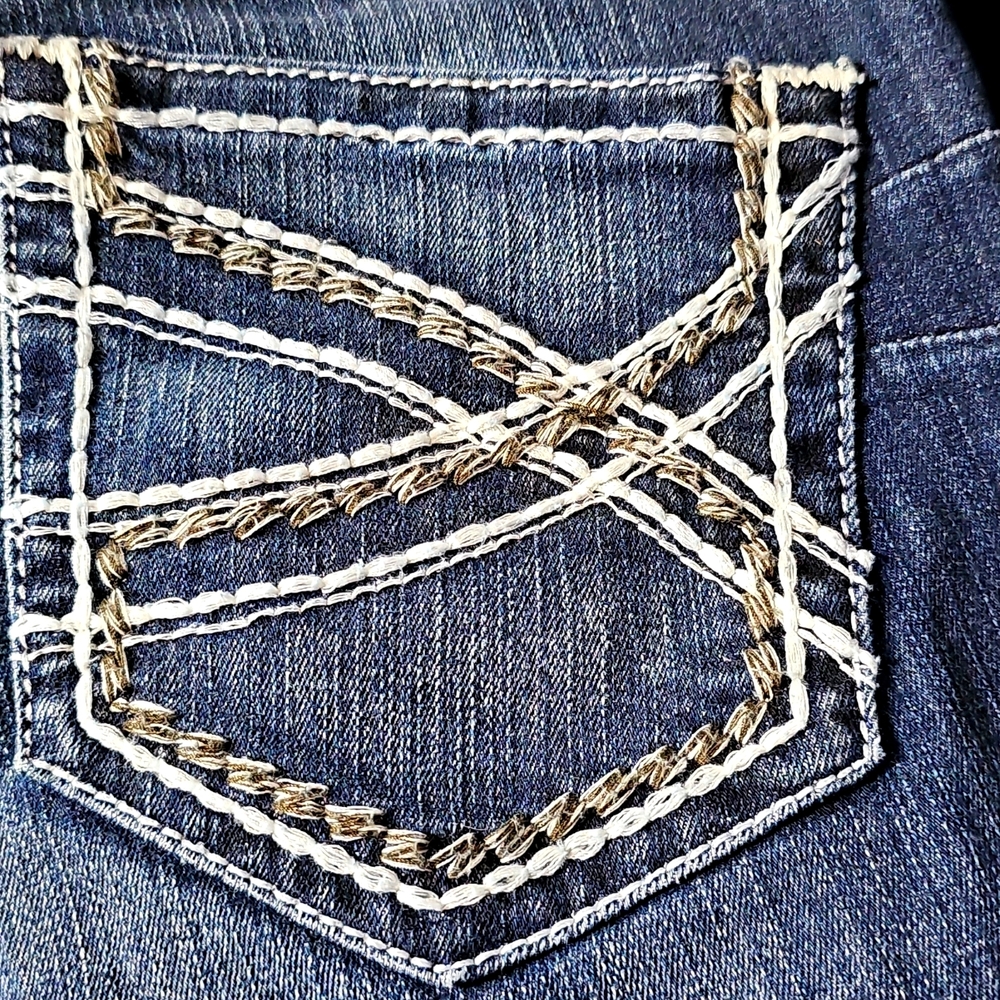 Ariat Indigo Bootcut Jeans with White Contrast Stitching - Picture 9 of 16